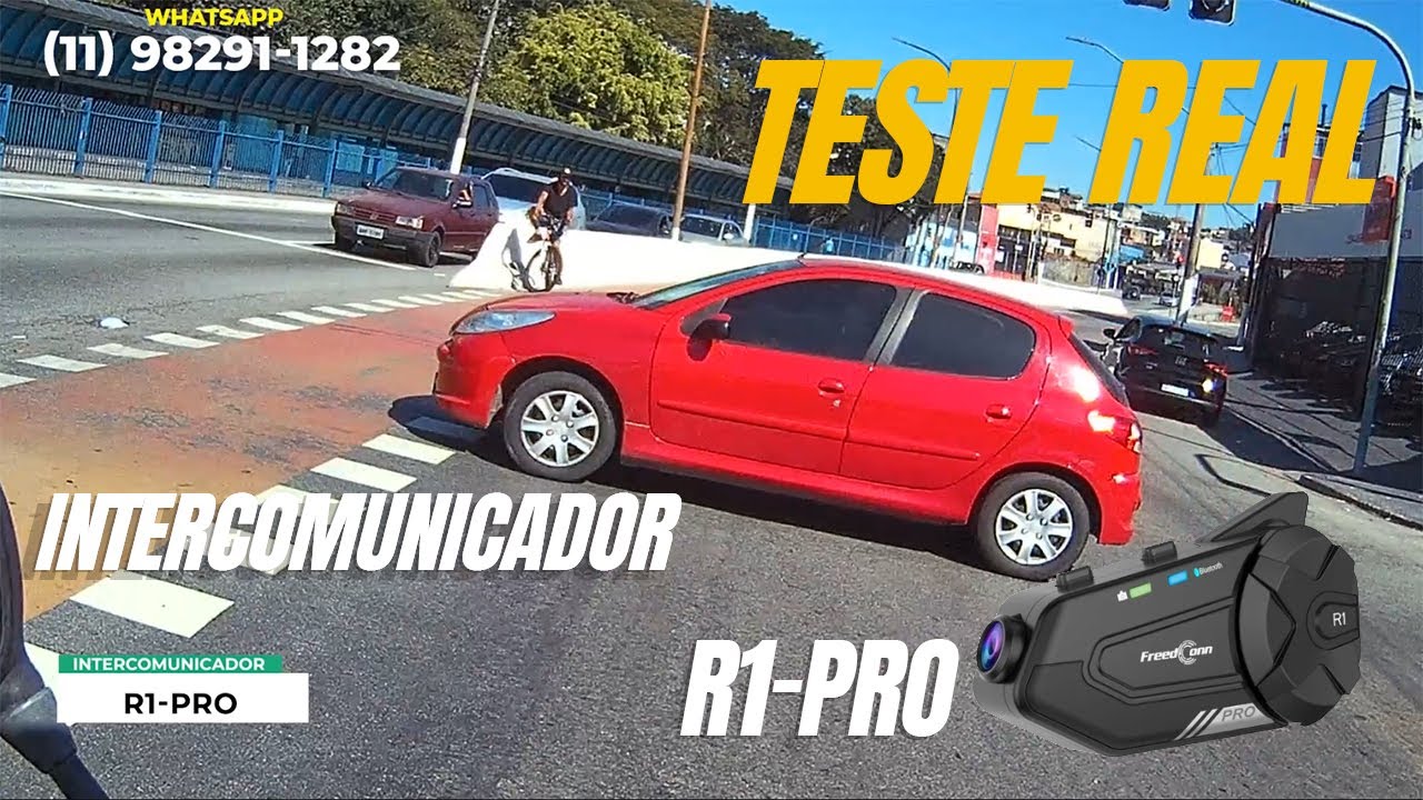 Intercomunicador para moto com câmera R1-Pro teste do vídeo nas ruas