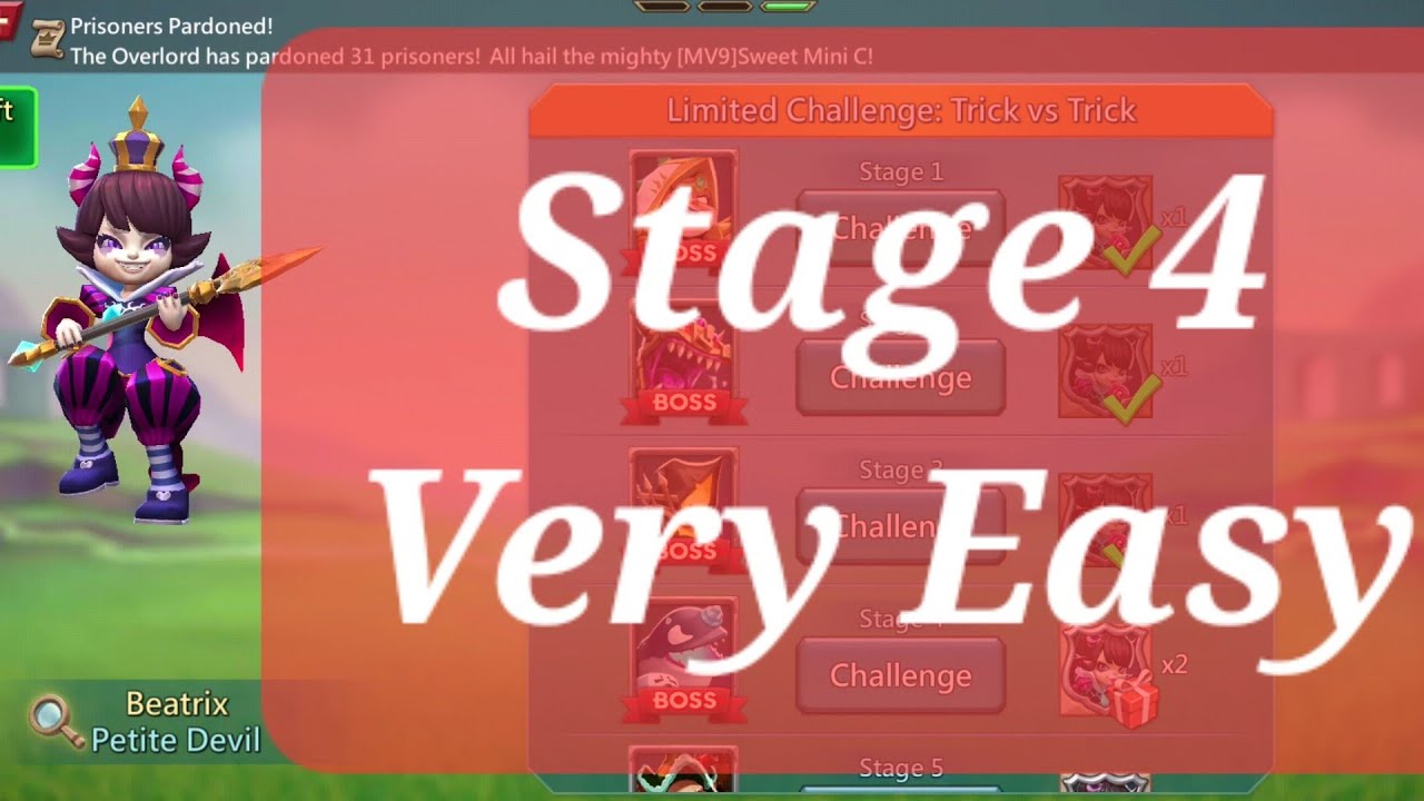 Lords mobile limited challenge trick vs trick stage 4 very easy | petite devil stage 4