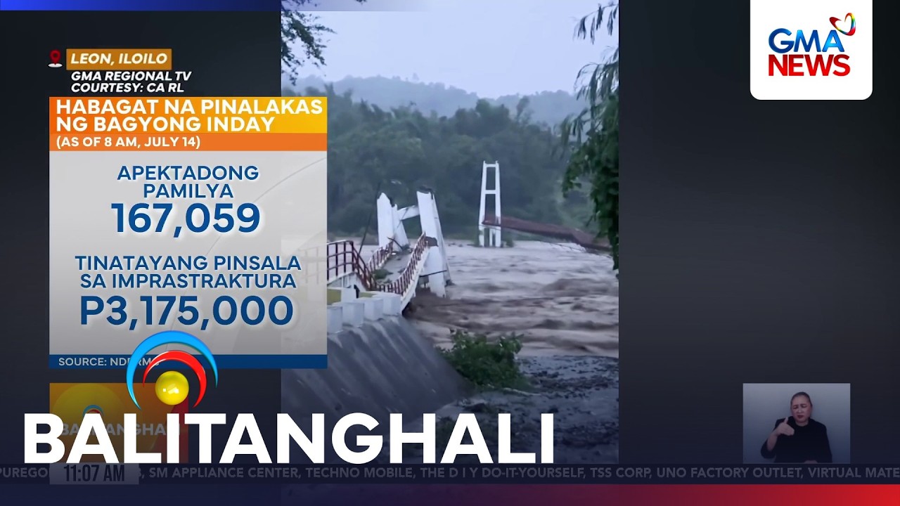 Habagat na pinalakas ng Bagyong #IndayPH (as of 8am, July 14) | Balitanghali