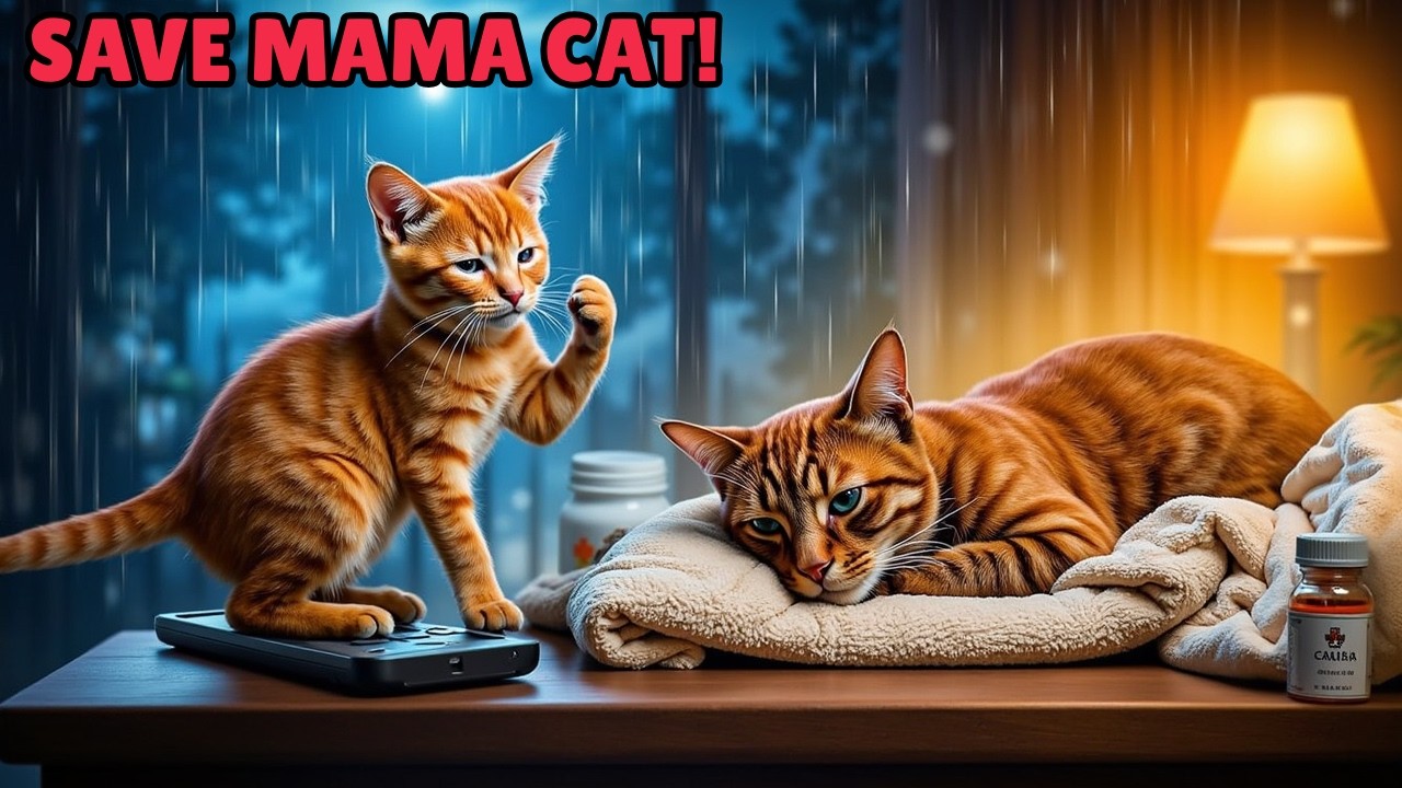 🌧️🐱❤️‍🩹 Rain, Fever & Hope — Brave Kitten Calls a Doctor to Save Mama Cat