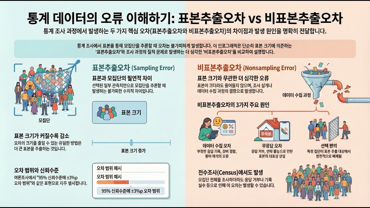 [Keller 경영경제통계학 21] Ch5.4 표본추출오차와 비표본추출오차