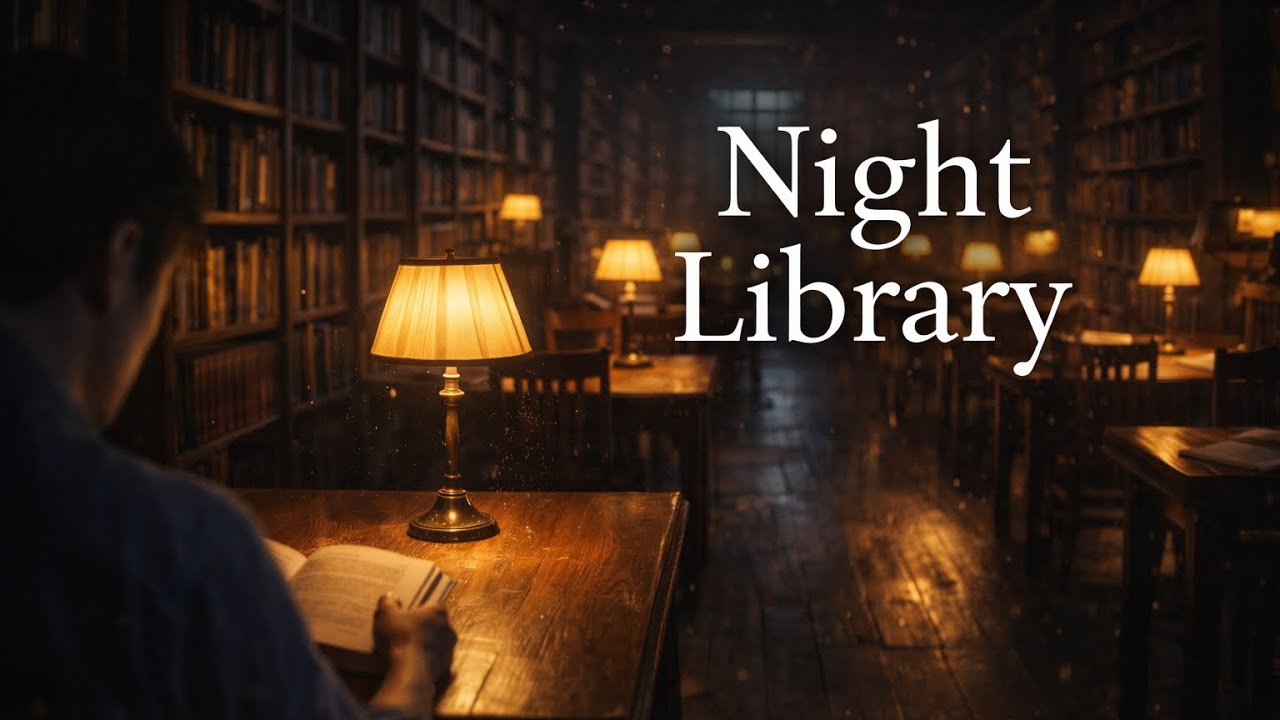 Quiet Night Library 📚 Relaxing Study Ambience for Focus & Sleep (3 Hours)｜静かな夜の図書館BGM