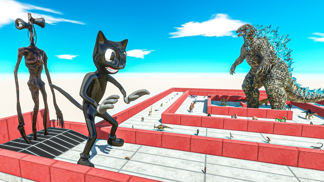 Cartoon Cat x Siren Head Vs Godzilla Death Run - Animal Revolt Battle Simulator