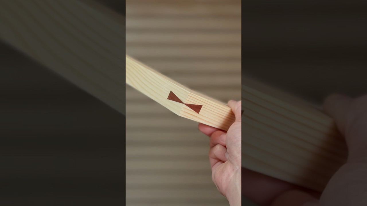 A hand-cut miter joint with a thin dovetail key. #shorts
