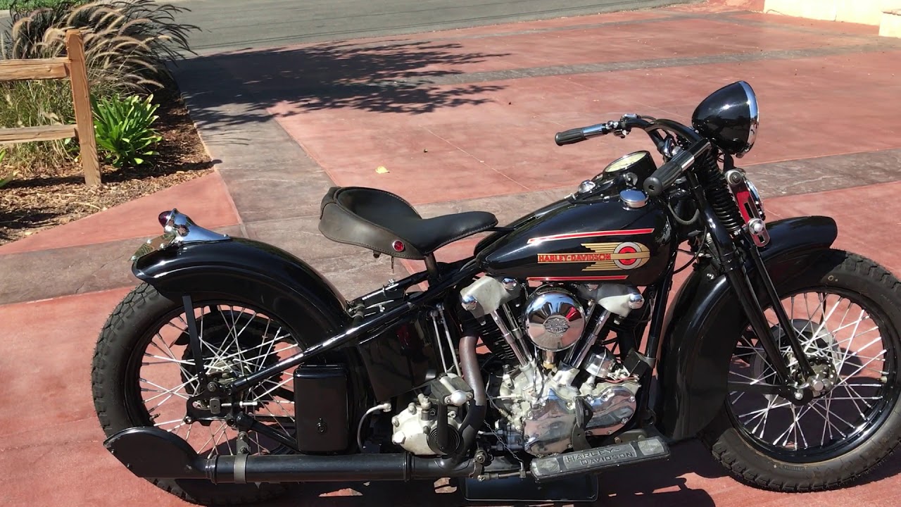 1937 Harley Davidson Knucklehead Bobber Start Up