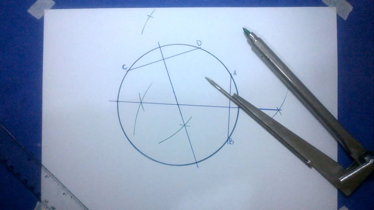Achando o centro de um círculo com o compasso