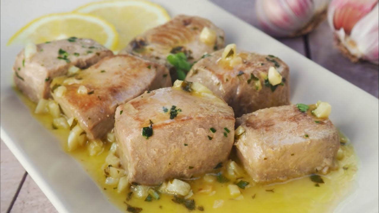 Receta de PESCADO F&aacute;cil en 5 MINUTOS ~ At&uacute;n al Ajillo