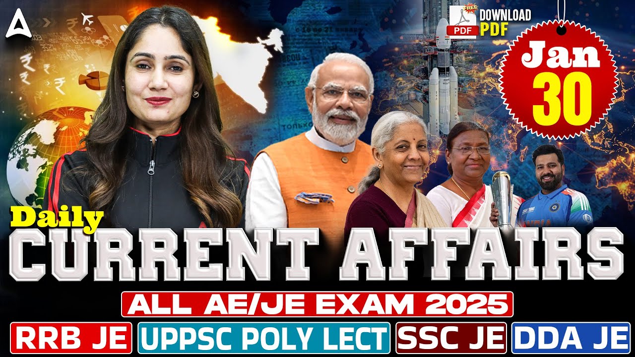 30 Jan Current Affairs 2026 for All AE/JE Exam | Static GK 2026 | Current Affairs Today | Pinki Mam