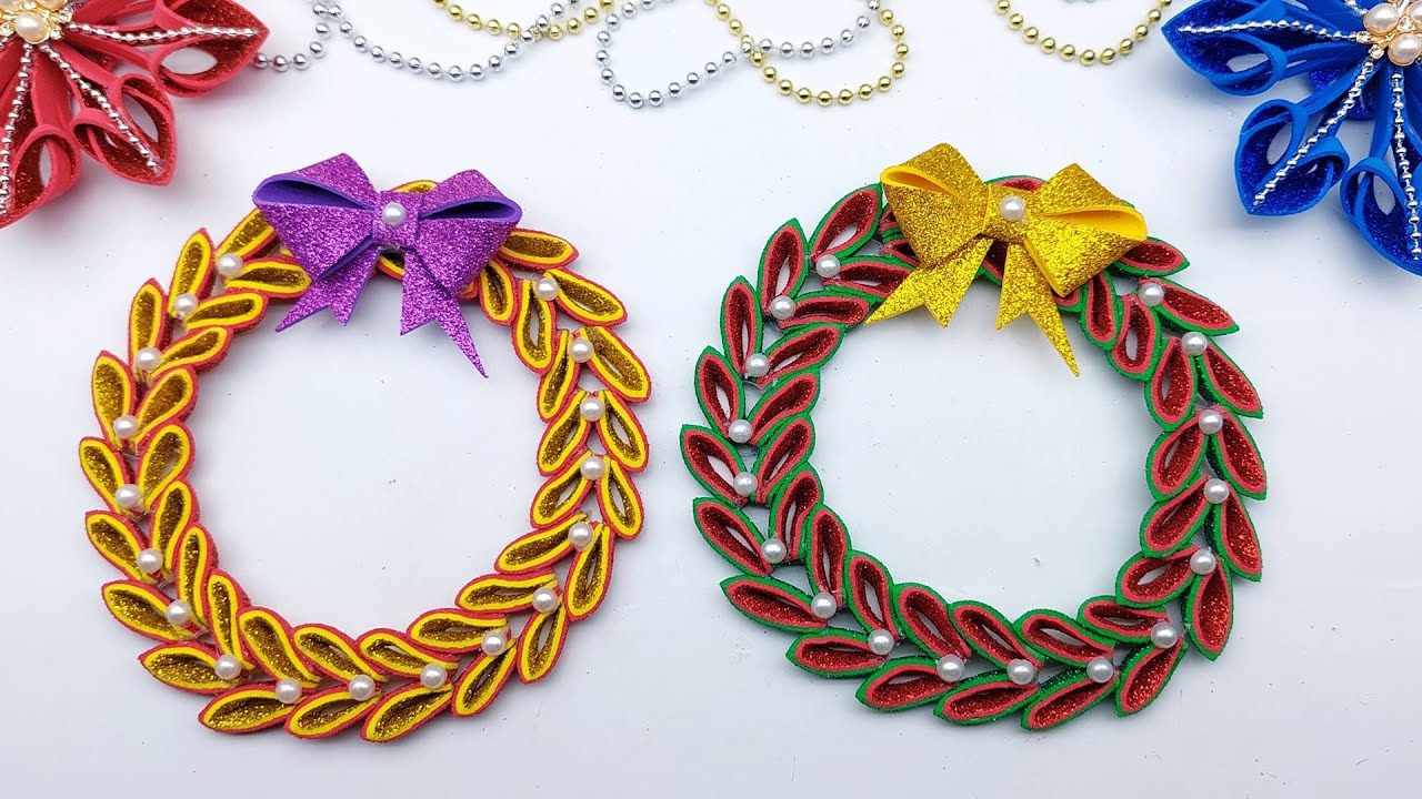 Glitter Foam Christmas Ornaments ||  How to Make Christmas Wreath || DIY Handmade Craft Ideas