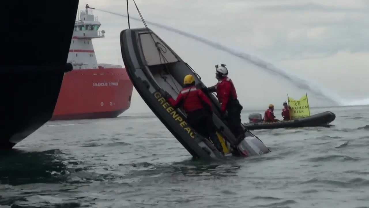 Greenpeace boat flipped by Gazprom