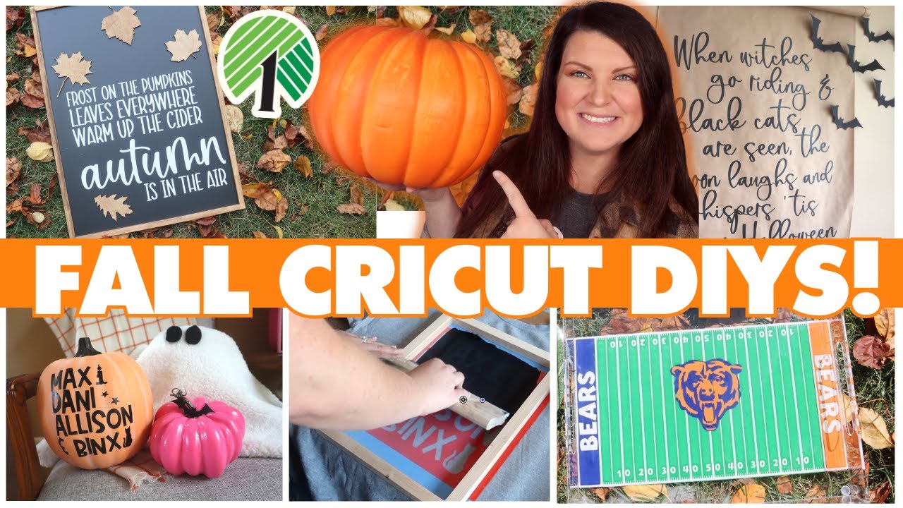 Fall Cricut Decor DIYs with Free Cut Files! | Cricut beginner vinyl decal + stencil projects!
