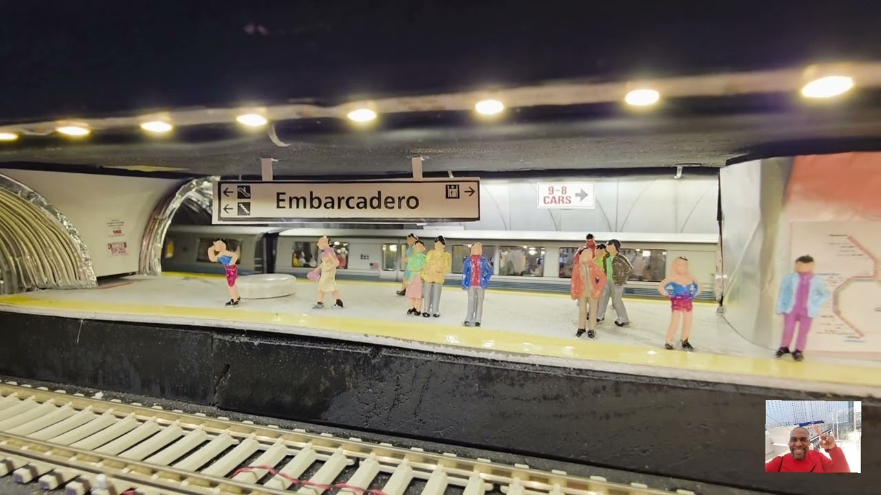 Model BART Train - Embarcadero Station Backdrop Part 2 #hoscale #modeltrains #train #trainvideo