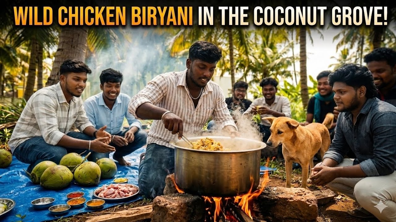 WE COOKED GIANT CHICKEN BIRYANI IN THE WILD🌴🔥#briyani  #WildCooking#VillageFood#FoodVlog#cooking 