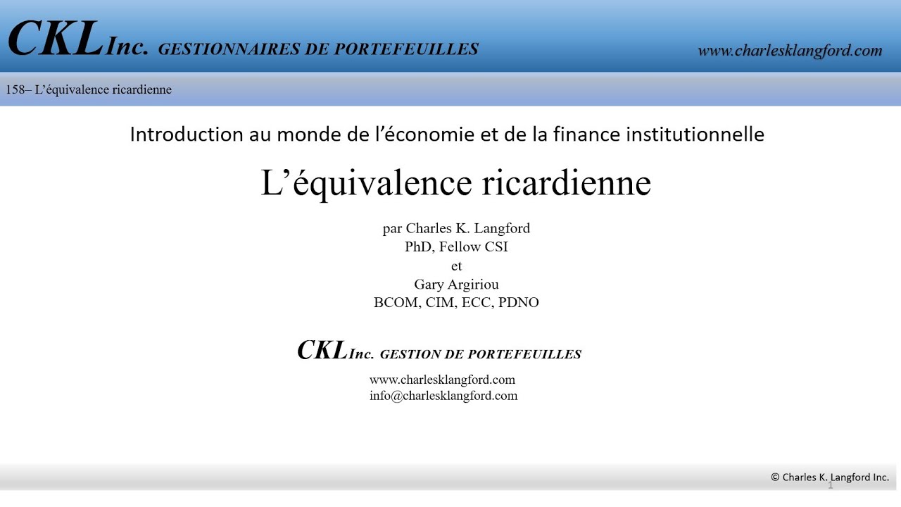 The CKL Times #158 - L'équivalence ricardienne