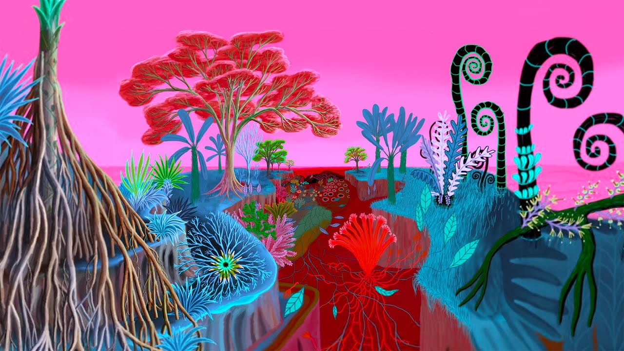 Arkadia Zoomquilt - surreal infinitely zooming botanical dreamscape painting