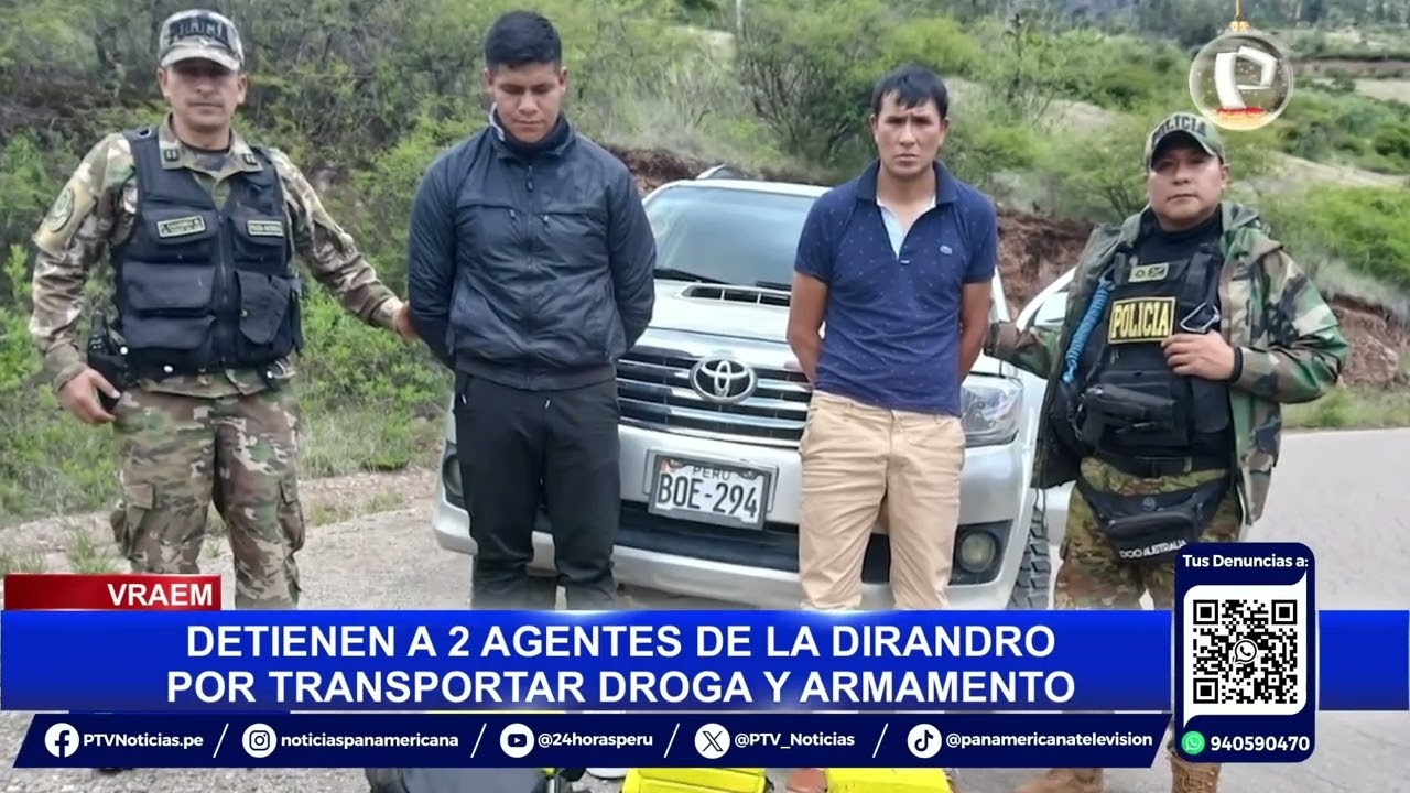 Vraem: Detienen a policías que trasladaban armas y droga en camioneta