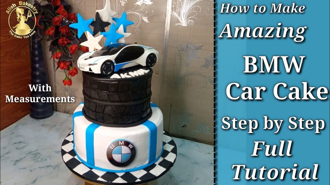 BMW Car Cake Decorating Ideas / 2 Tier BMW  Car Theme Birthday Cake Tutorial / BMW Car Cake Design