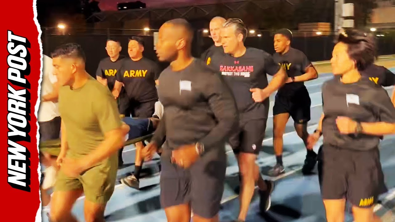 Пит Хегсет тренируется с курсантами ROTC Калифорнийского университета в Лос-Анджелесе.