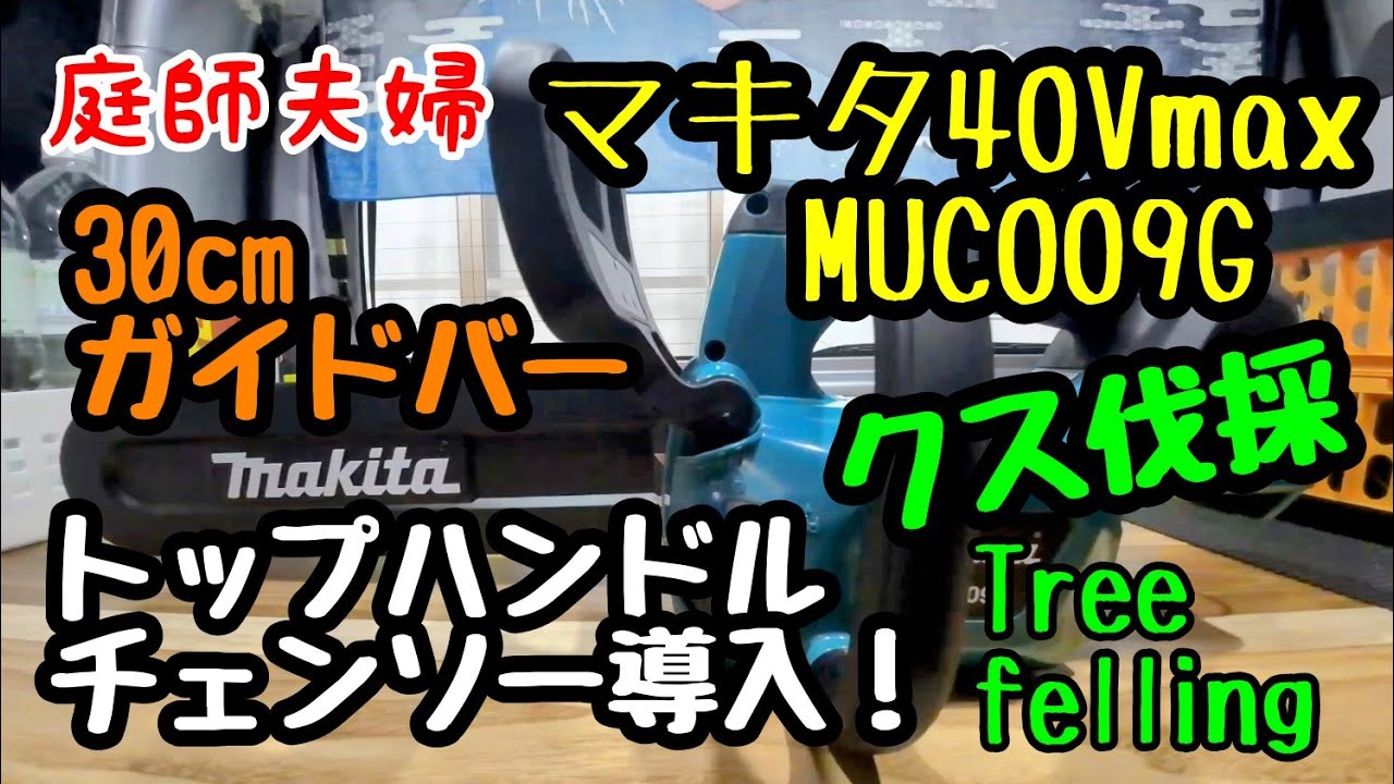 【庭師夫婦 gardener married couple】223 マキタ40Vmaxトップハンドルチェンソーでクス伐採。