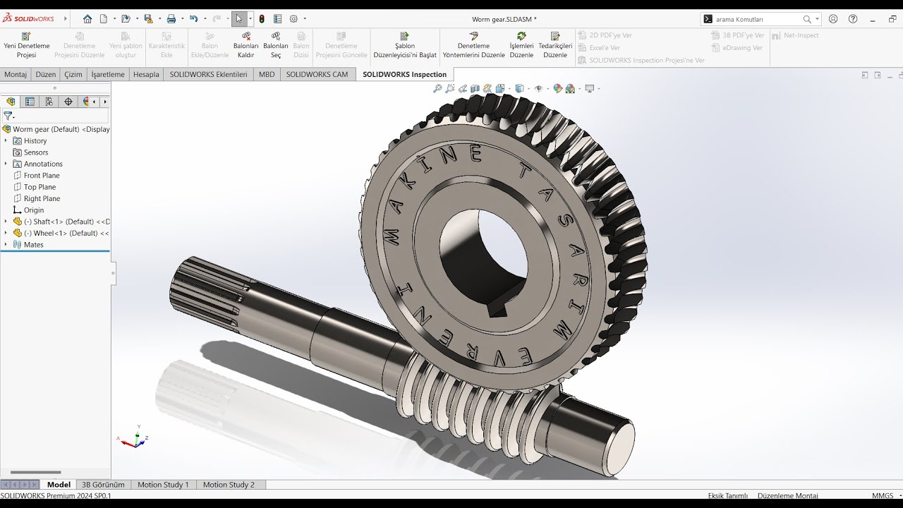 Karşılık Dişlisi ve Sonsuz Vida Tasarımı ve Montajı ‐ WormGear Design and Assembly