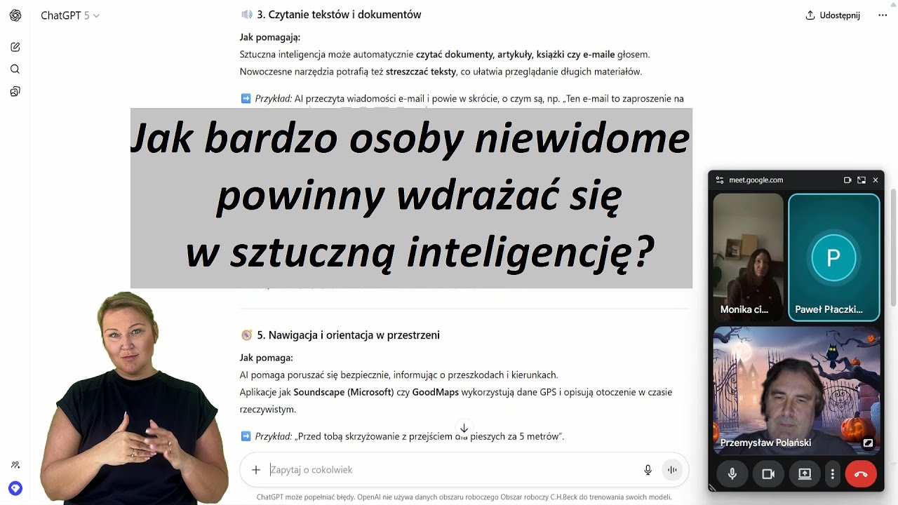 Jak bardzo osoby niewidome powinny wdrażać się w sztuczną inteligencję? (film z PJM)
