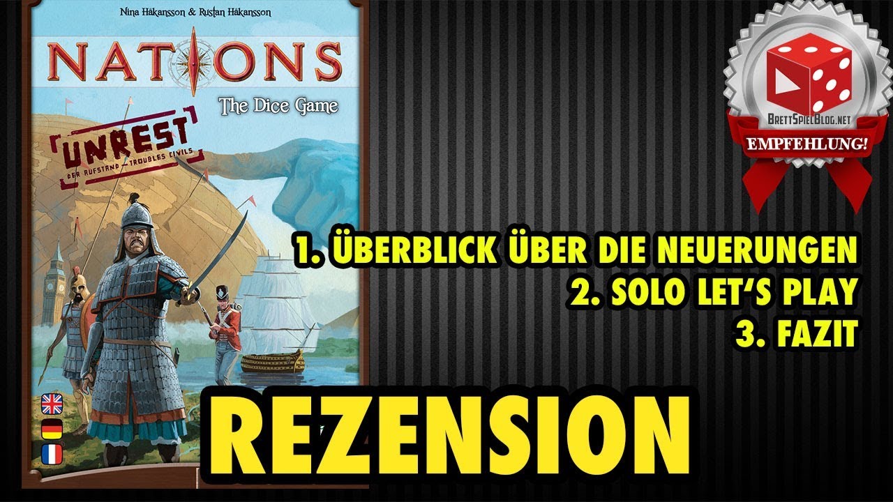 Nations: Das Würfelspiel - Der Aufstand / Unrest Erweiterung - Überblick, Solo Let's Play, Fazit