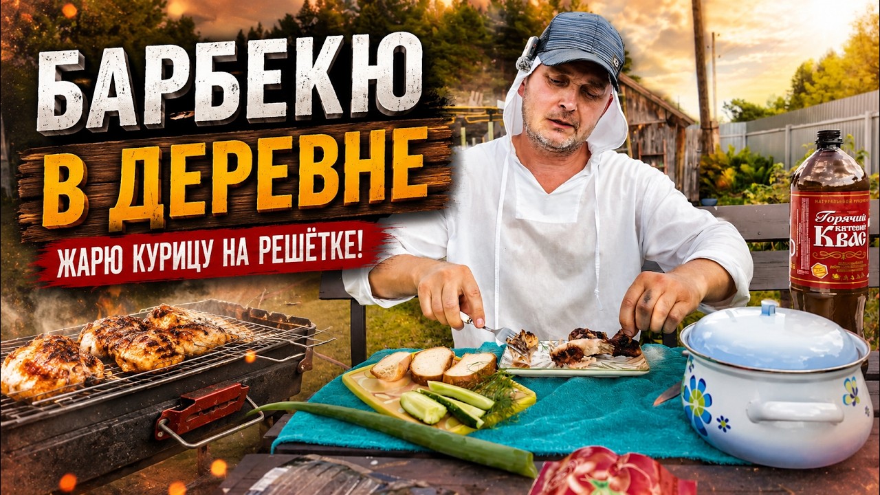 КАК ПРИГОТОВИТЬ ИДЕАЛЬНУЮ КУРИЦУ НА РЕШЁТКЕ. Барбекю в деревне!