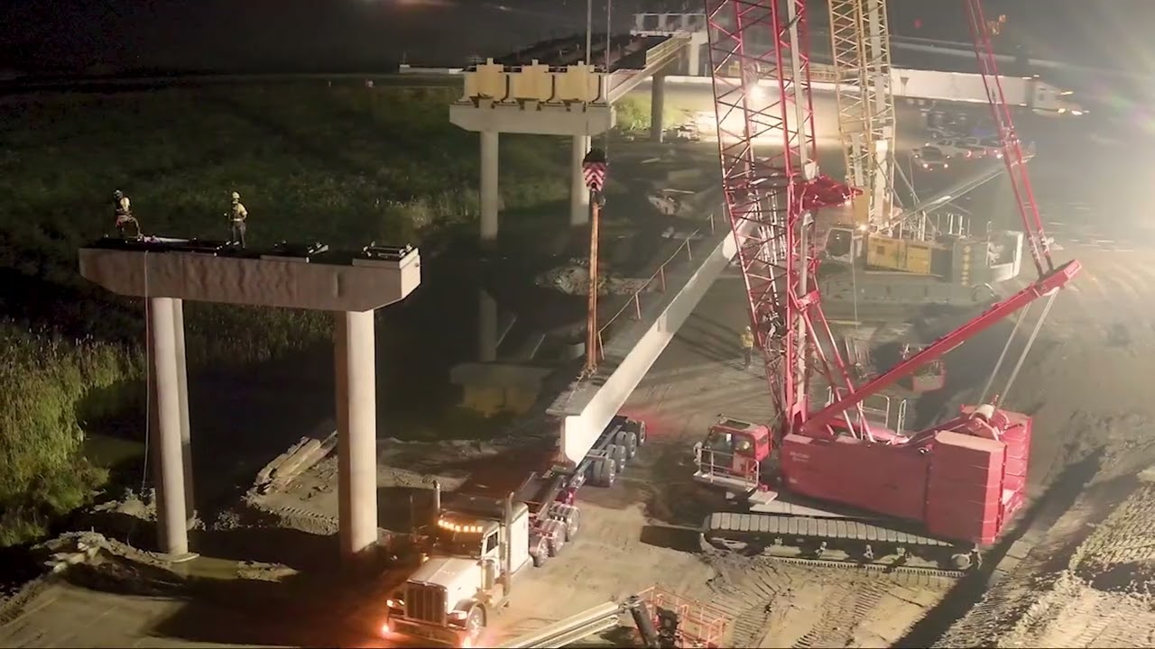 Girders, grit and early fog along I-26/I-95 Interchange Improvement Project