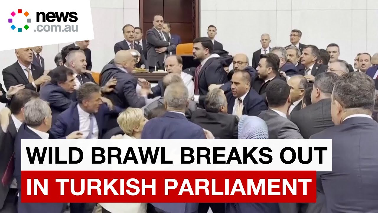 Turkish parliament brawl breaks out during debate