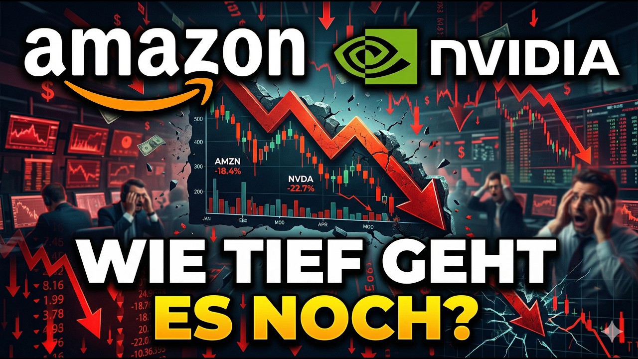 Nvidia und Amazon Aktie Crash 💥 -  Wie tief kann es noch gehen? | Chartanalyse