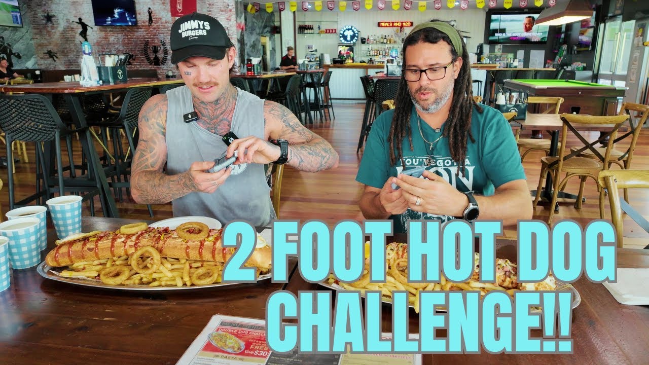 Extreme 2 x Foot Long Hot Dog Challenge, with @Jimmy-Judge