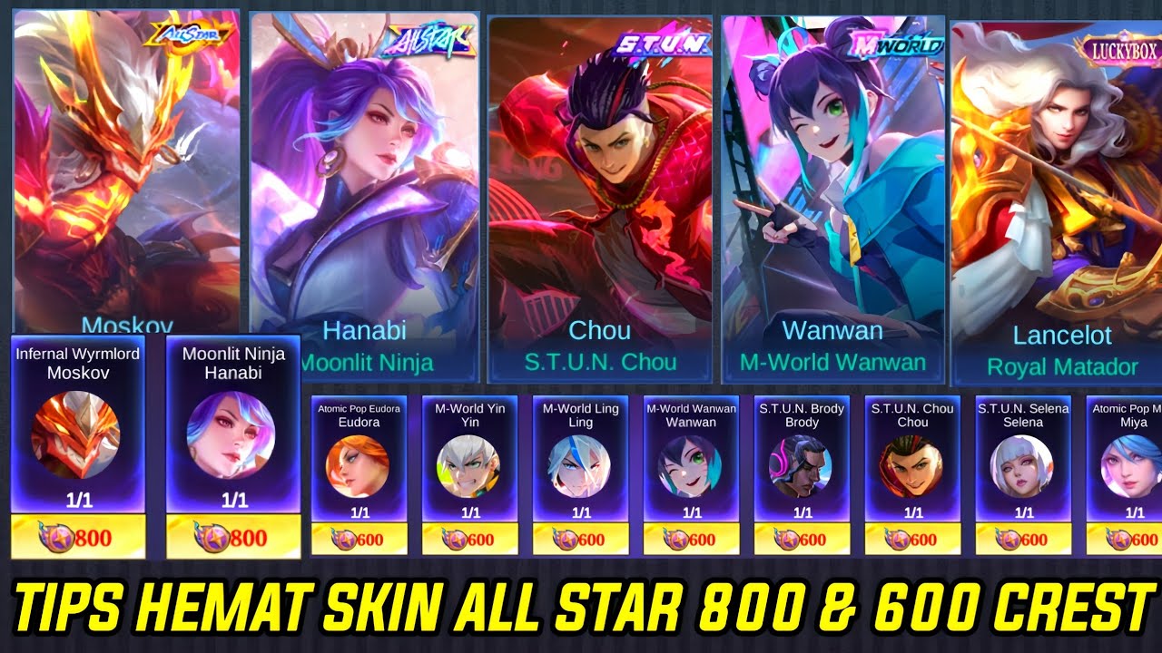 TIPS HEMAT SKIN ALL STAR 600 CREST & 800 CREST ! BUSET CUMA MODAL 899 DIAMOND BISA DAPAT SKIN LIMIT