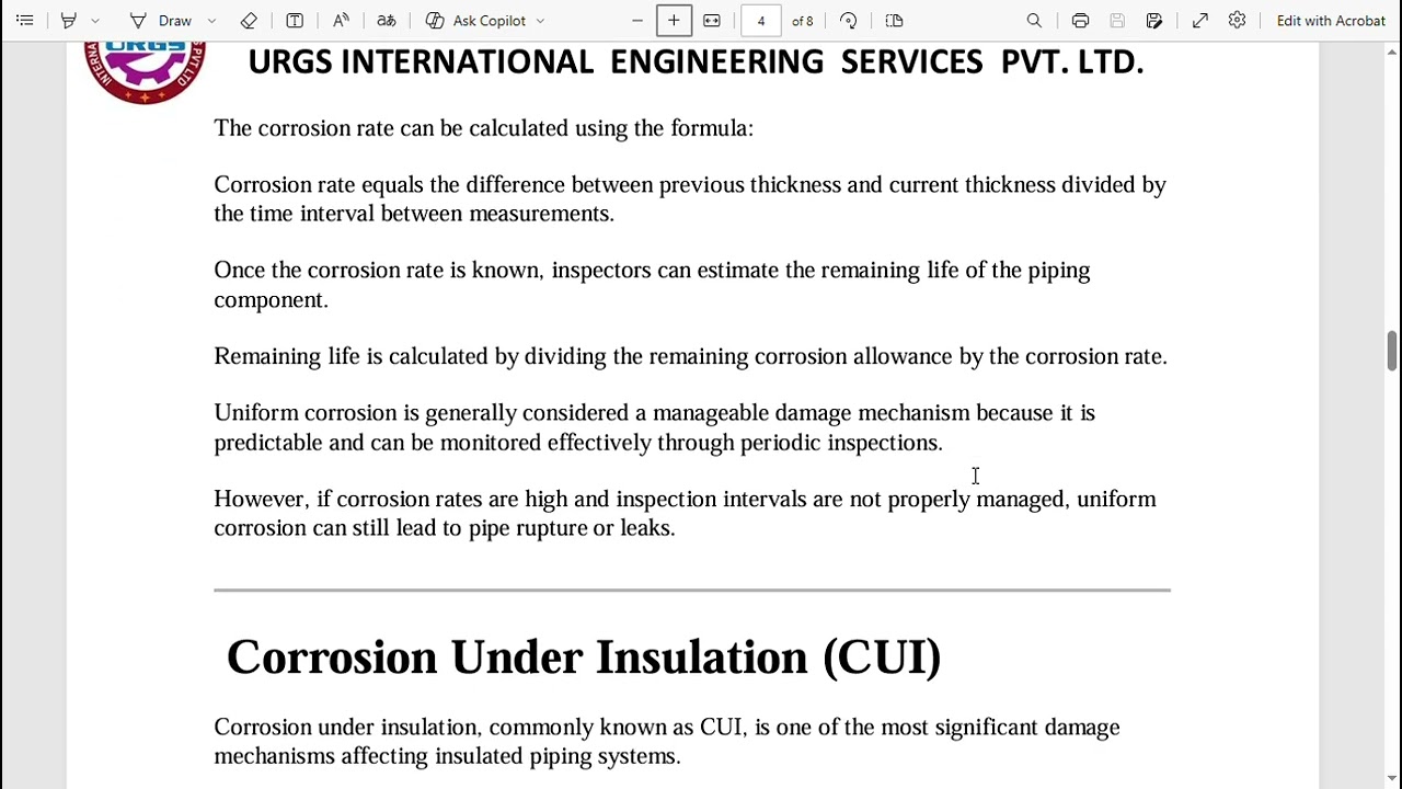 API 571 Damage Mechanisms in Piping Systems