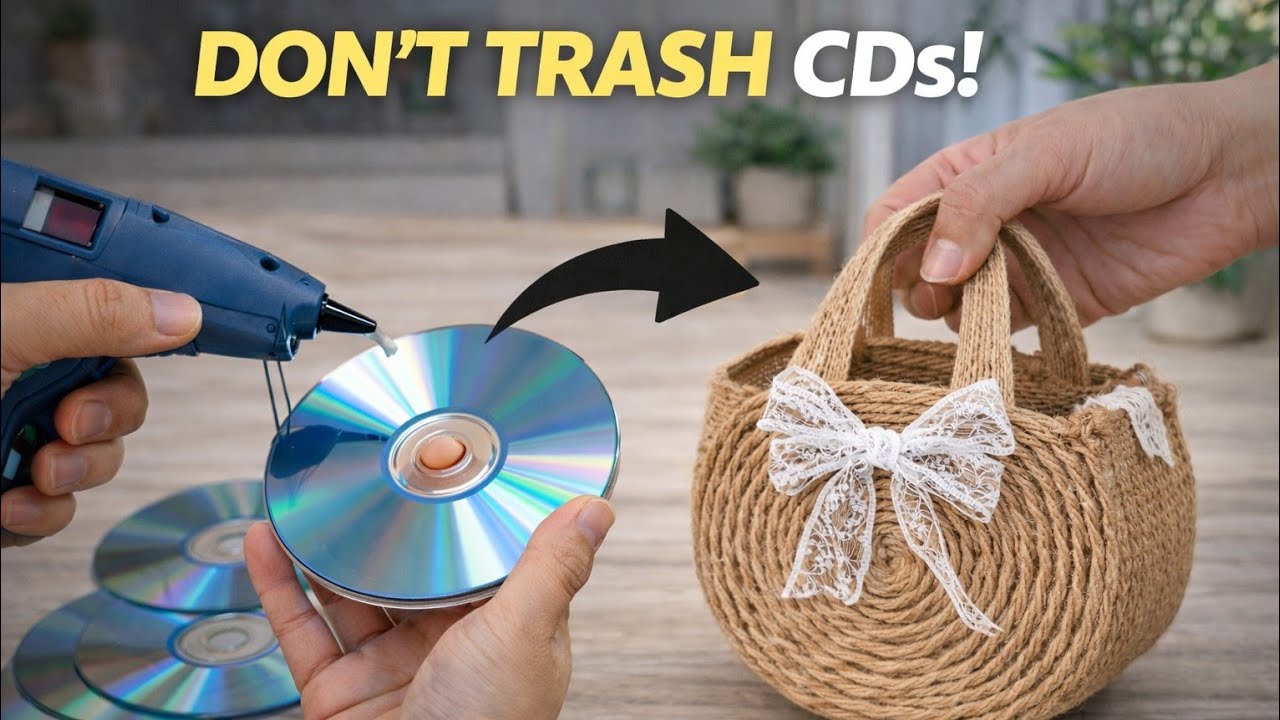 Don’t Throw Away Old CDs! DIY Cute Mini Jute Bag ♻️
