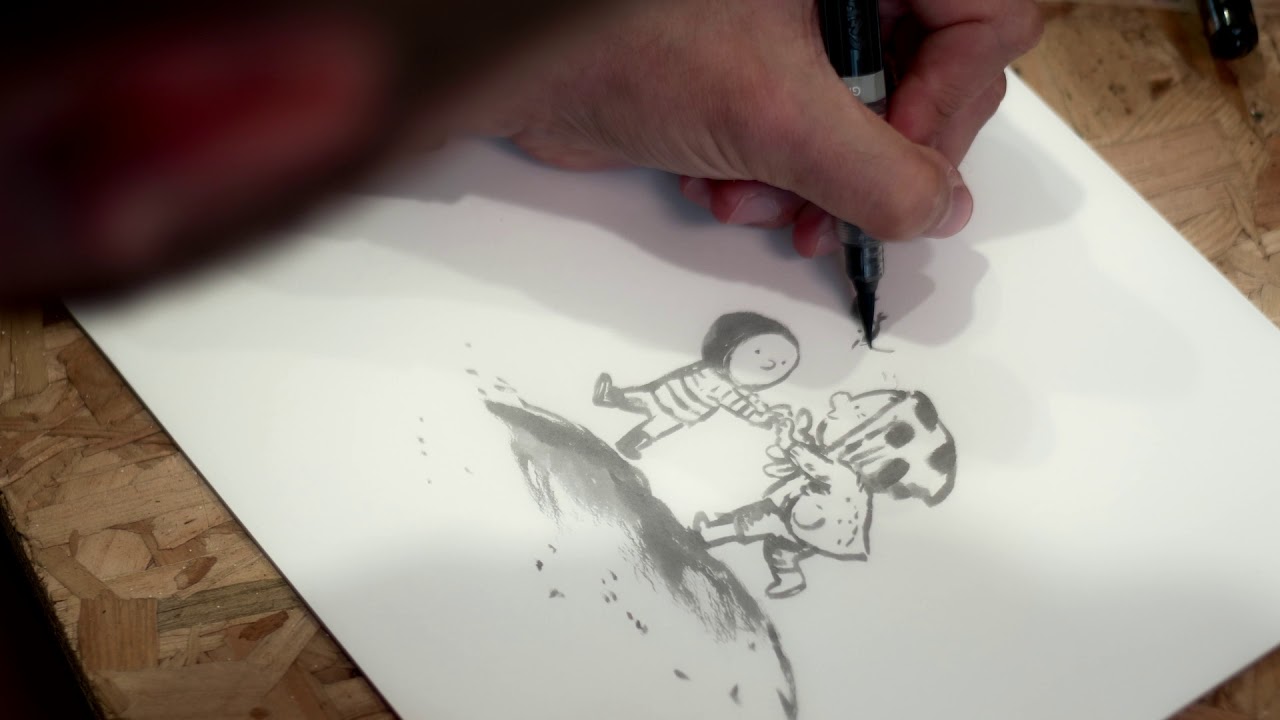 Part 3: Benji Davies draws a scene from Grandma Bird