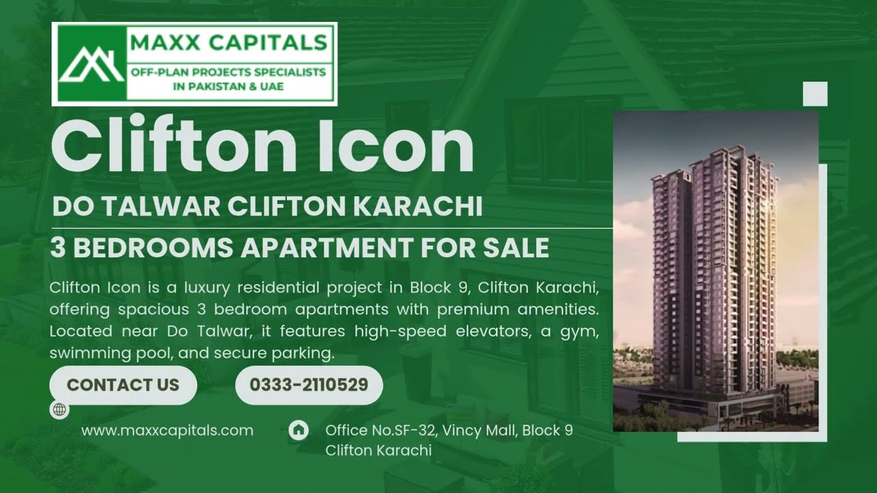 Clifton Icon Karachi | Spacious 3 Bed Flat For Sale 1800&nbsp;sqft &ndash; See Inside!