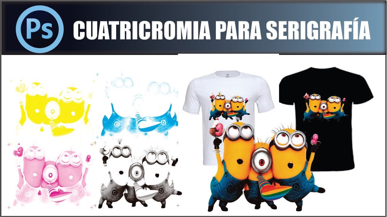 Cuatricromia para serigrafia  en photoshop l más marcas de registro.