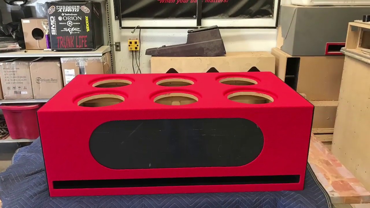 6-10” American Bass XO/D4 subwoofers, in a Custom Slot Ported Box