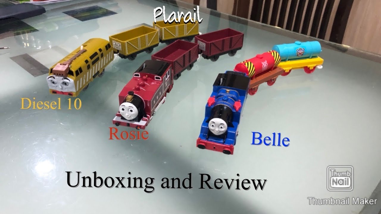 Plarail TS-12 Red Rosie, TS-08 Belle and TS-09 Diesel 10 unboxing and review