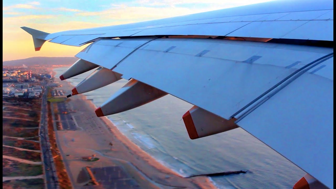 British Airways Airbus A380 Sunset Takeoff from Los Angeles (BA 282 || LAX-LHR || G-XLED)