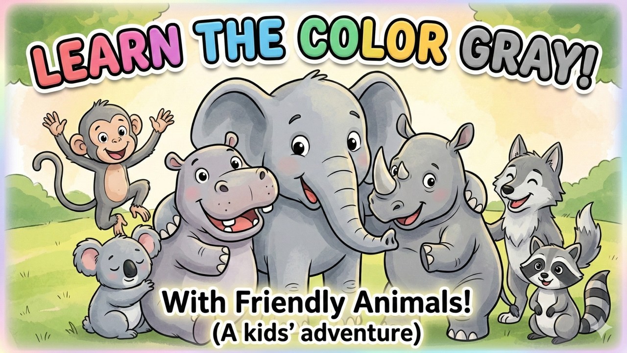 Learn the Color GRAY with Animals! | 🐘 Ello the Elephant Story for Toddlers and Preschool Kids
