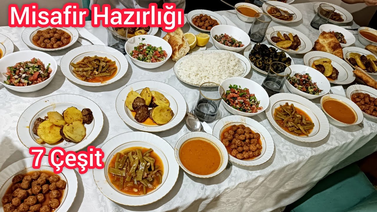 7 ÇEŞİT MİSAFİR HAZIRLIĞI | PATATES KEBABI, SULU KÖFTE, TAZE FASULYE, PİLAV, ÇORBA, TATLI