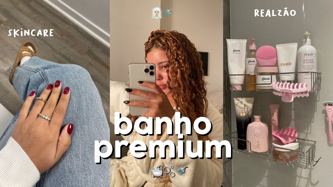 banho premium REALZÃO em casa 🧖🏼‍♀️🫧 *relaxing* | cabelo, skincare.