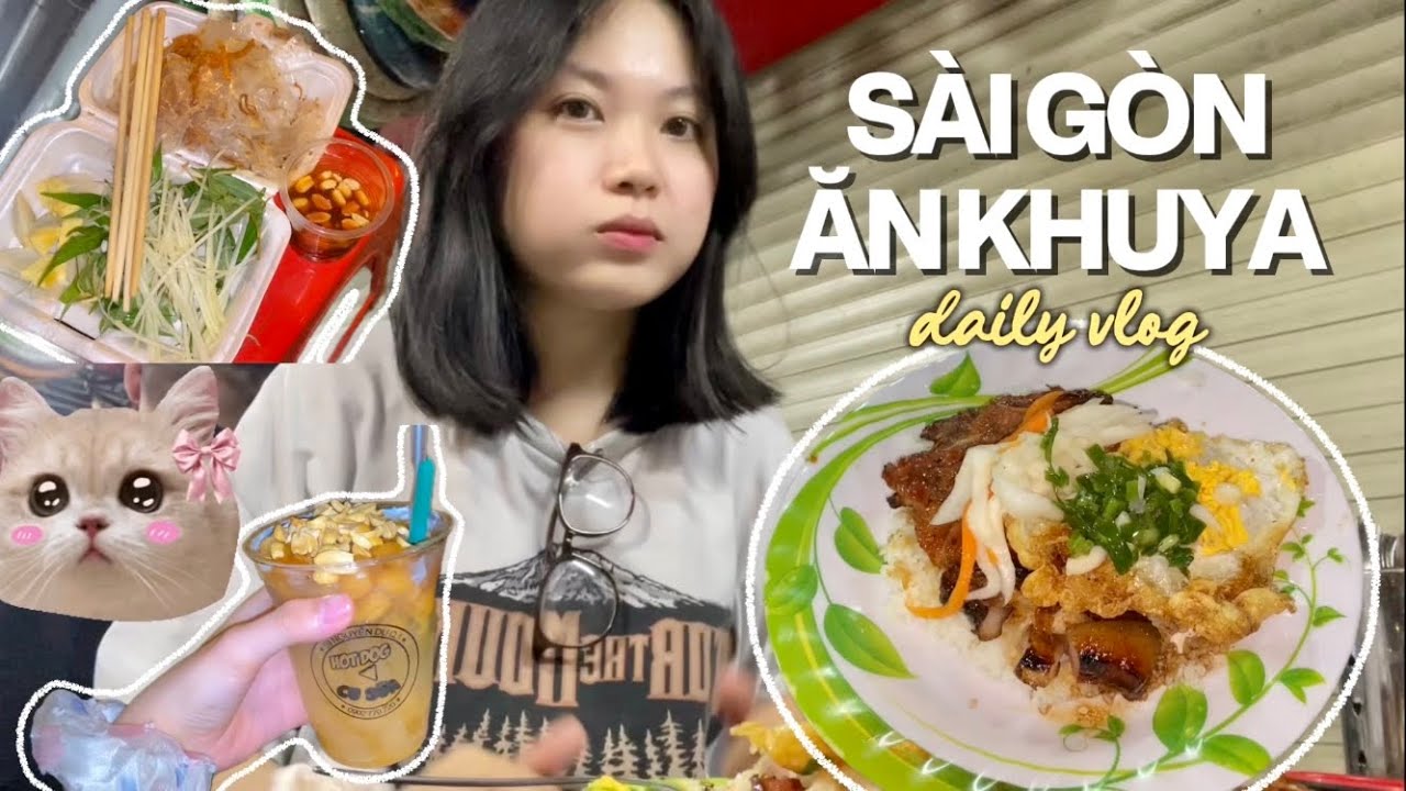 Vlog: Sài Gòn về đêm ăn gì ?? // cơm tấm Hồng Calmette nổi tiếng, dạo quanh Q1, … // Thien Ai