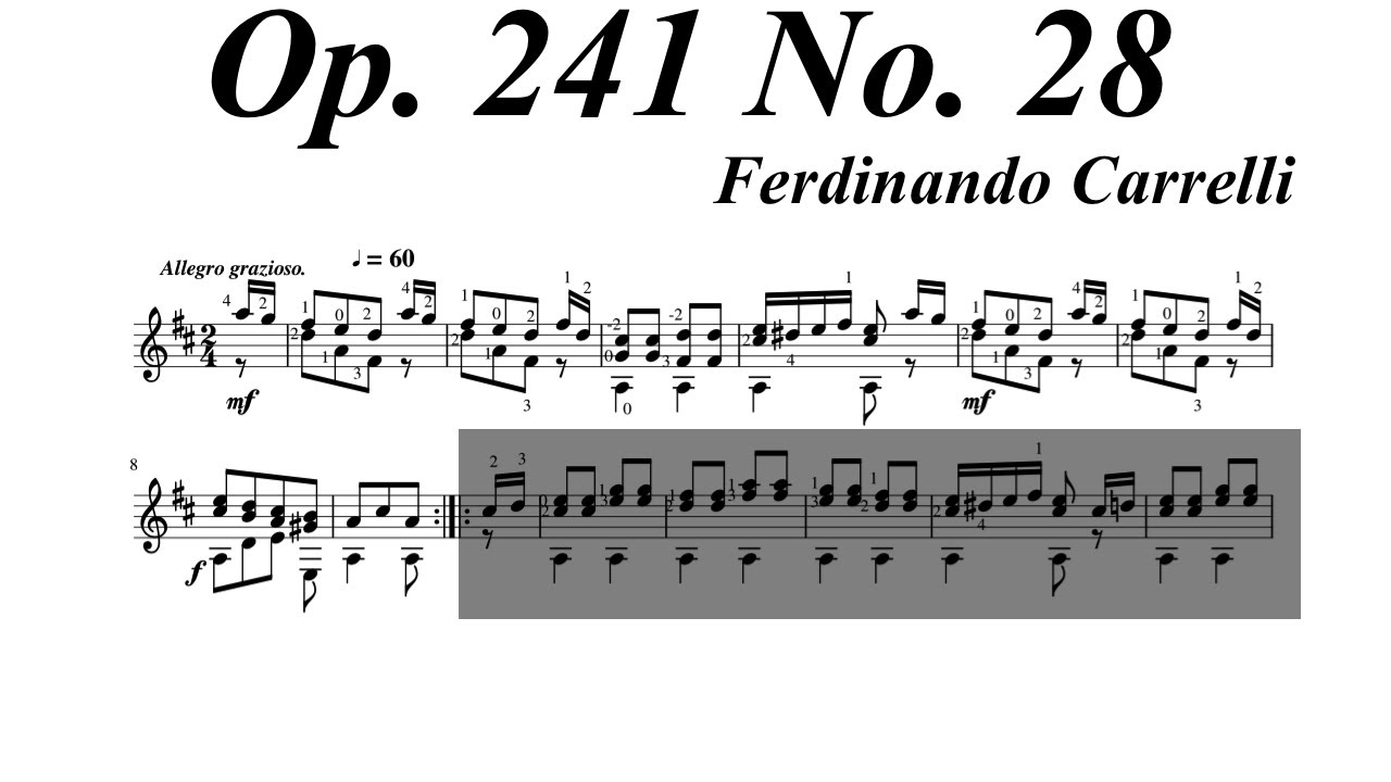 Ferdinando Carulli Op. 241 No. 28 Allegro grazioso in D Major, Methode Complete
