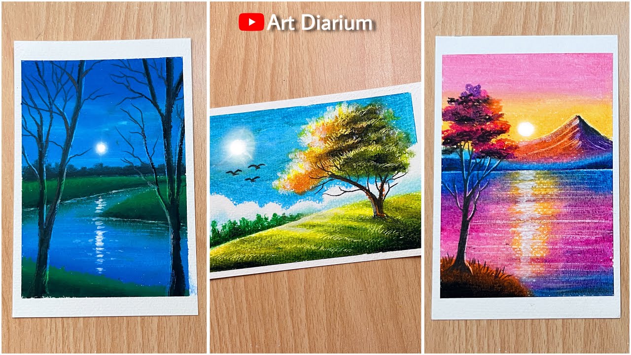 Scenery Drawing Ideas with Oil Pastel for Beginners | Step-by-Step Tutorial