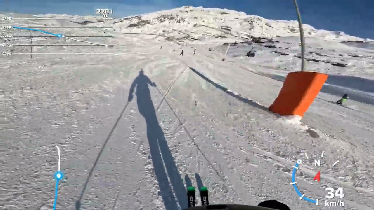 [2.7 k] POV Skiing carving best beginner and long blue piste Gentiane in Val Thorens, Les 3 Vallées