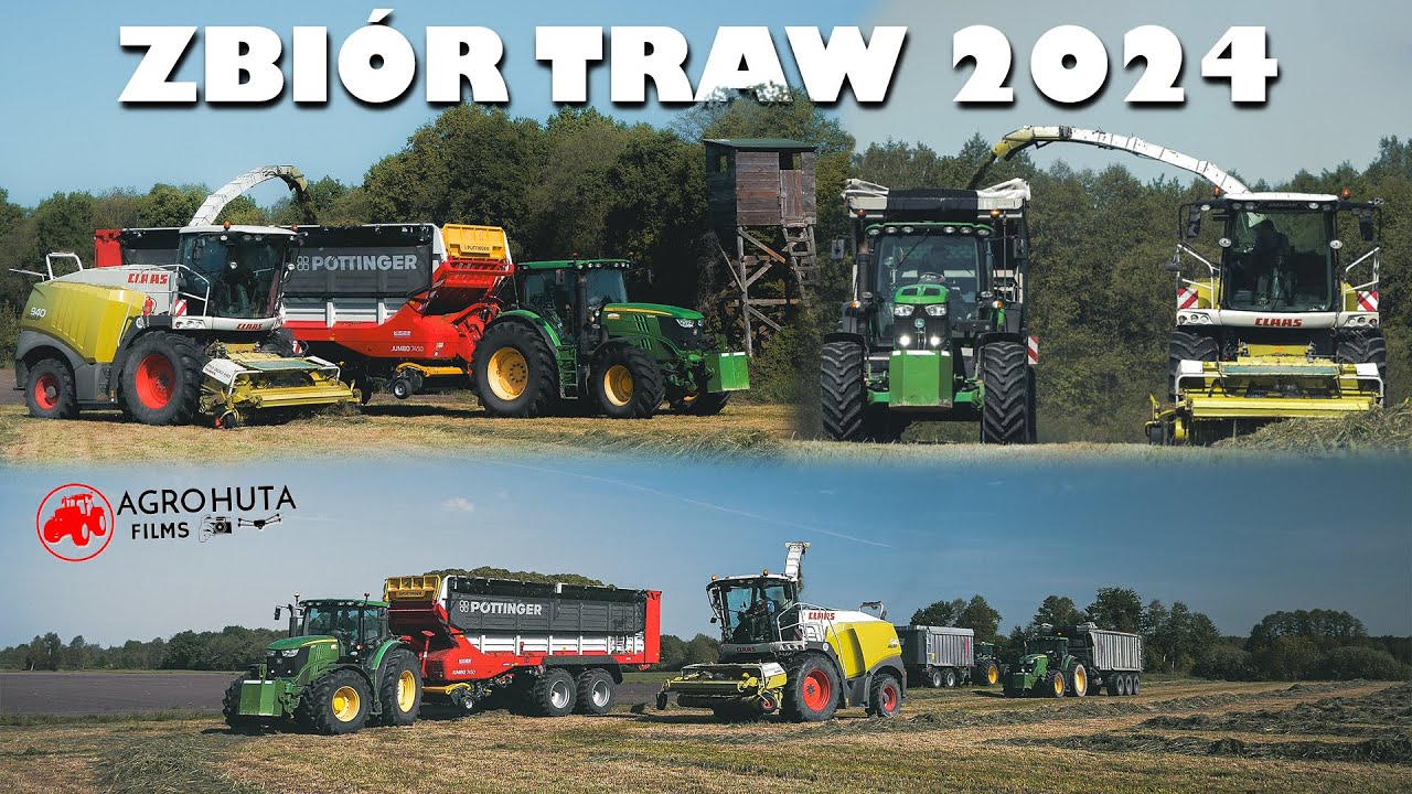 🇵🇱|4K|☆ZBIÓR TRAW 2024 - NOWY POTTINGER JUMBO☆3x JOHN DEERE☆CLAAS JAGUAR☆FLIEGL☆