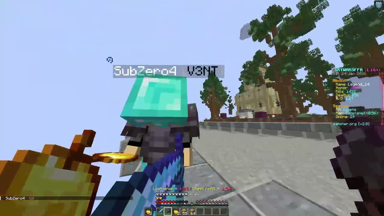 gamster.org Skywars FFA The player Pidor512 cheating