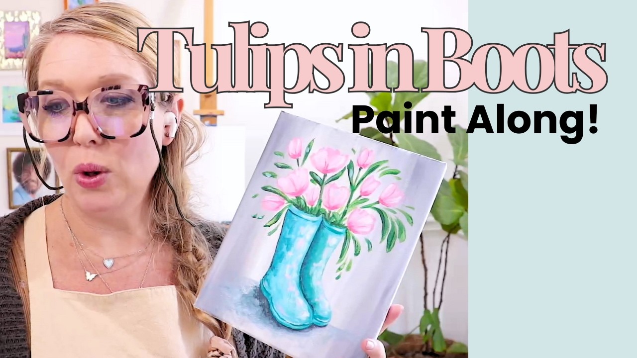 How to Paint Tulips in Rain Boots 🌷 Easy Acrylic Tutorial for Beginners